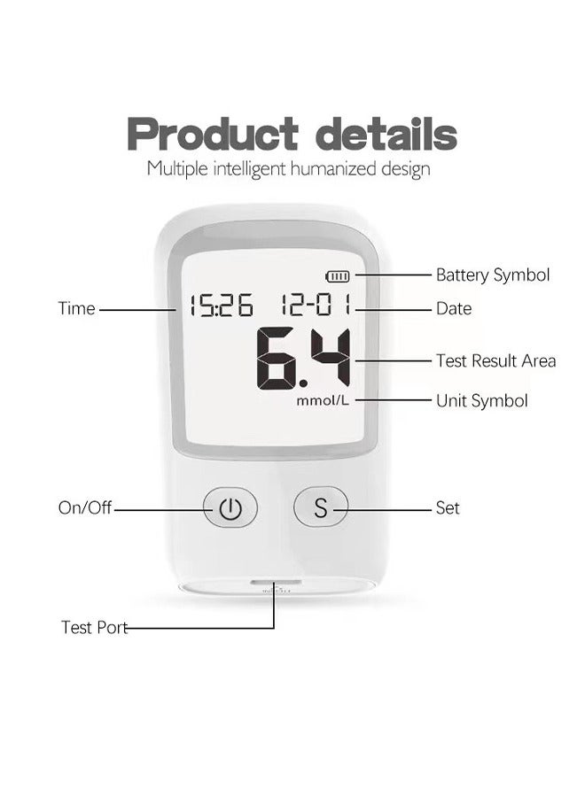 جهاز مراقبة السكر في الدم، مجموعة اختبار سكر الدم المحمول، شاشة العرض الرقمية الكبيرة، جهاز فحص 1، 25 شريط اختبار و 25 مجلة دم، مدقق مستوى سكر الدم الدقيق، جهاز مراقبة اختبار الدم في المنزل - Image 3