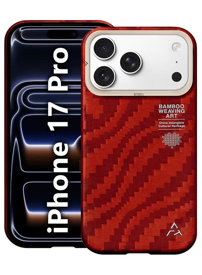 AIRITY Bamboo Fiber Protective Case for iPhone 17 Pro – Ultra Durable Lightweight Shockproof Cover with Premium Design, Slim Fit & Wireless Charging Compatible – Red - Image 1