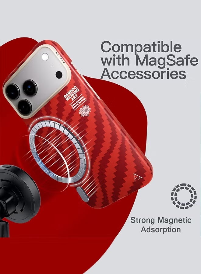 AIRITY Bamboo Fiber Protective Case for iPhone 17 Pro – Ultra Durable Lightweight Shockproof Cover with Premium Design, Slim Fit & Wireless Charging Compatible – Red - Image 4