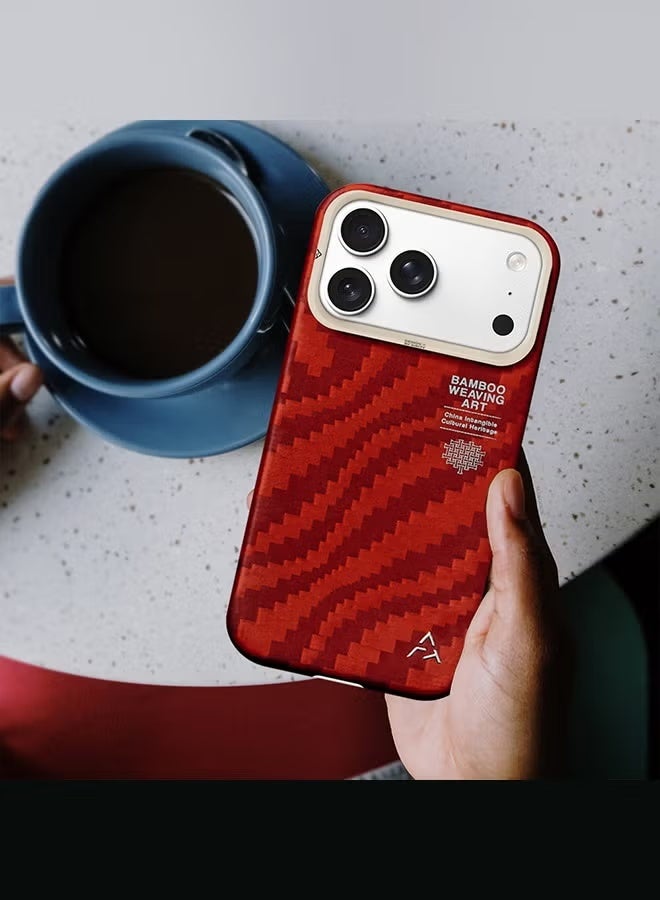 AIRITY Bamboo Fiber Protective Case for iPhone 17 Pro – Ultra Durable Lightweight Shockproof Cover with Premium Design, Slim Fit & Wireless Charging Compatible – Red - Image 5