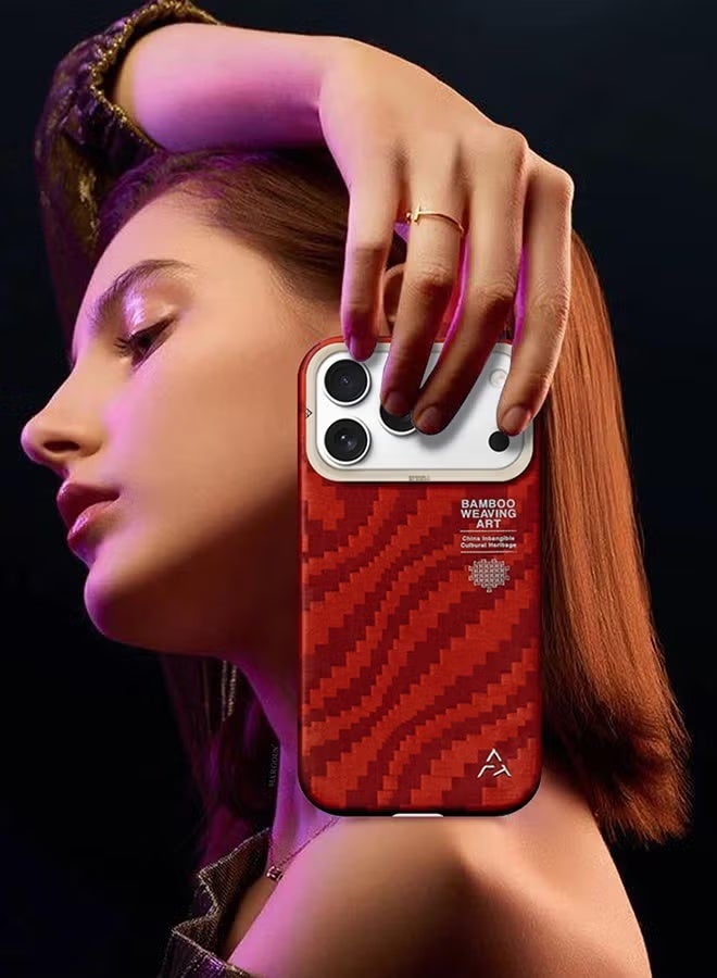 AIRITY Bamboo Fiber Protective Case for iPhone 17 Pro – Ultra Durable Lightweight Shockproof Cover with Premium Design, Slim Fit & Wireless Charging Compatible – Red - Image 3