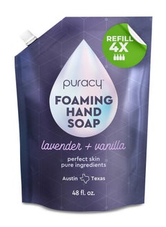 puracy Puracy Foaming Hand Soap Refill - Plant-Powered Natural Hand Soap As Seen on TikTok, Non-Toxic, Sulfate-Free Liquid Soap, Moisturizing Foam Handwash Liquid (Lavender & Vanilla, 48 fl oz)  - Image 1