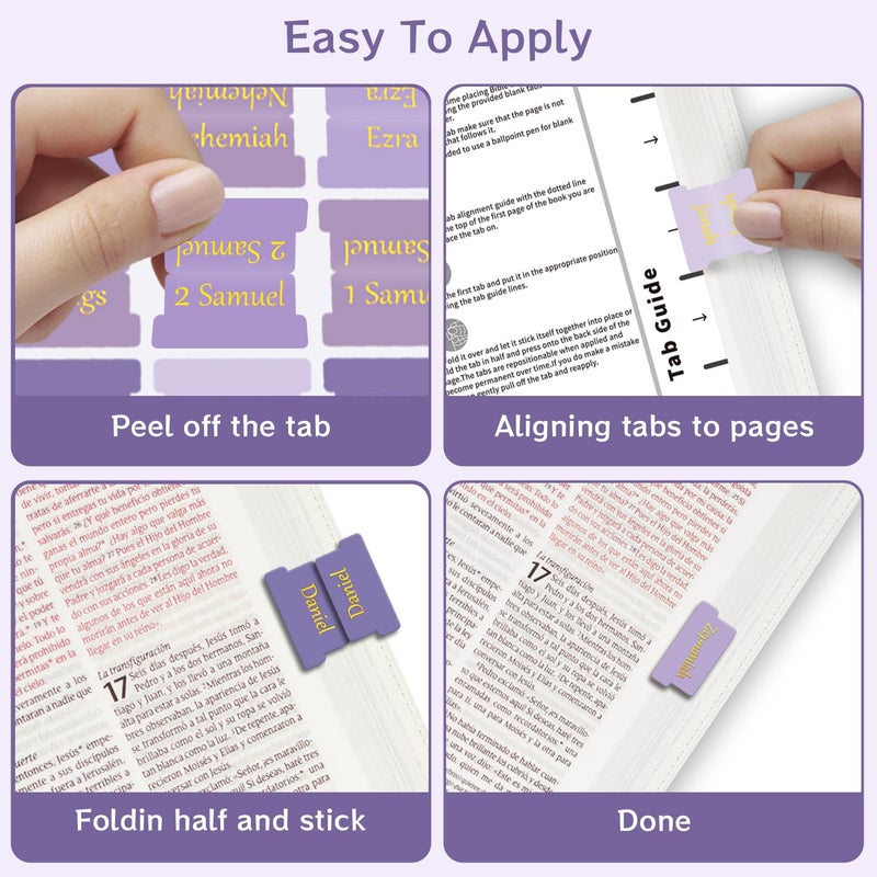 Starboling Bible Tabs,Purple Reposition Laminated Bible Tabs,Bible tabs for Women,Remove & Replace Bible Index Tabs,Easy to Read and Apply Bible Tabs for Women and Manï¼ˆ3Sets-Purpleï¼‰ - Image 4