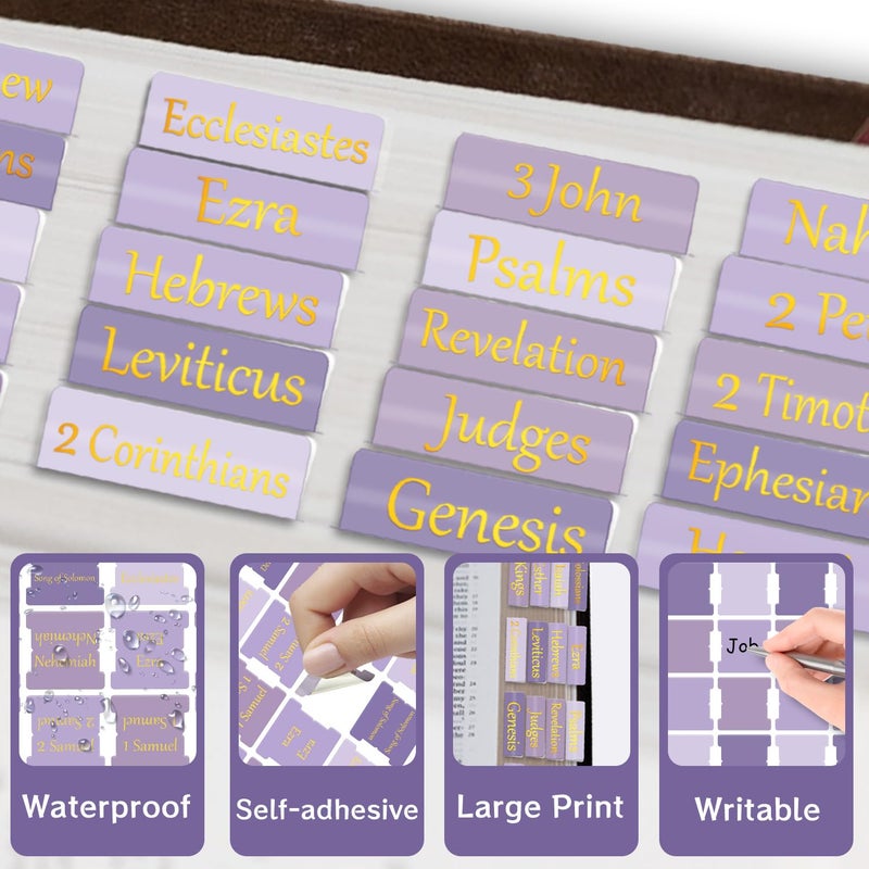Starboling Bible Tabs,Purple Reposition Laminated Bible Tabs,Bible tabs for Women,Remove & Replace Bible Index Tabs,Easy to Read and Apply Bible Tabs for Women and Manï¼ˆ3Sets-Purpleï¼‰ - Image 3