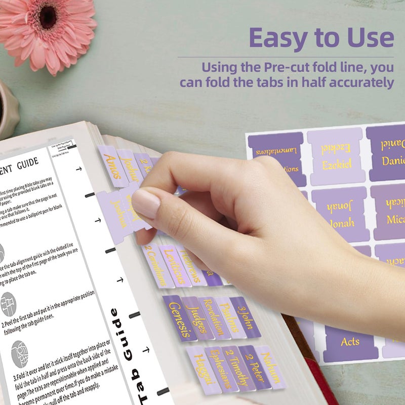 Starboling Bible Tabs,Purple Reposition Laminated Bible Tabs,Bible tabs for Women,Remove & Replace Bible Index Tabs,Easy to Read and Apply Bible Tabs for Women and Manï¼ˆ3Sets-Purpleï¼‰ - Image 5