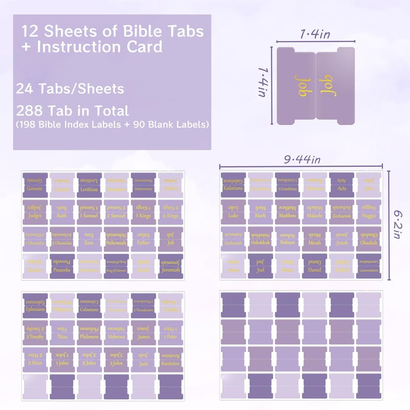 Starboling Bible Tabs,Purple Reposition Laminated Bible Tabs,Bible tabs for Women,Remove & Replace Bible Index Tabs,Easy to Read and Apply Bible Tabs for Women and Manï¼ˆ3Sets-Purpleï¼‰ - Image 2