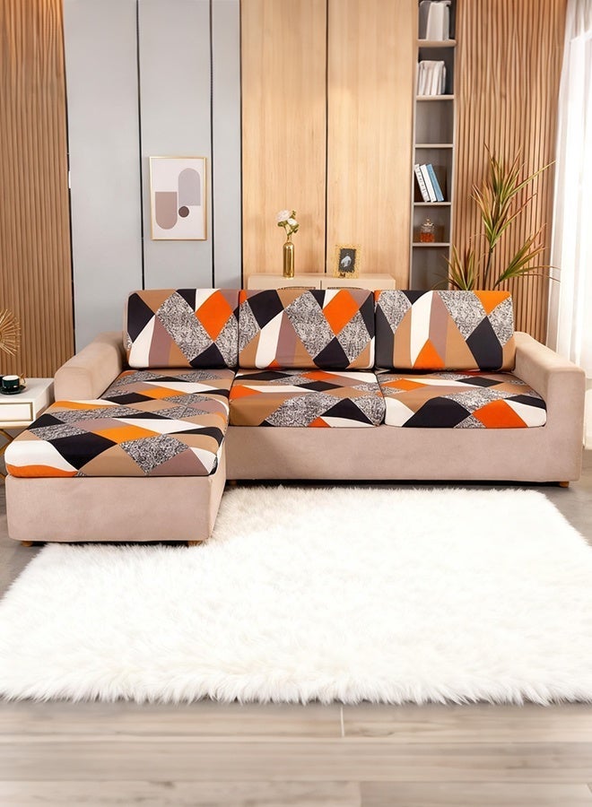 Sharpdo L-shaped geometric print sofa seat cover is soft and super elastic and can be used in all seasons - Image 1