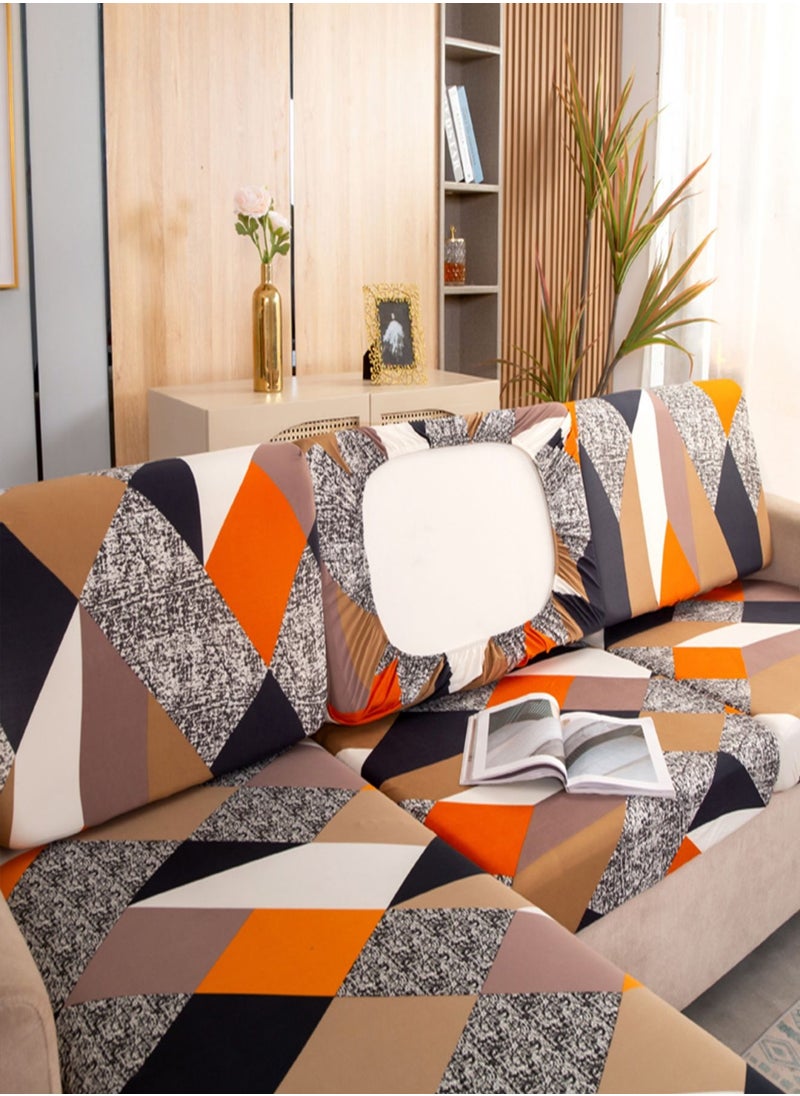 Sharpdo - L-shaped geometric print sofa seat cover is soft and super elastic and can be used in all seasons - Image 1
