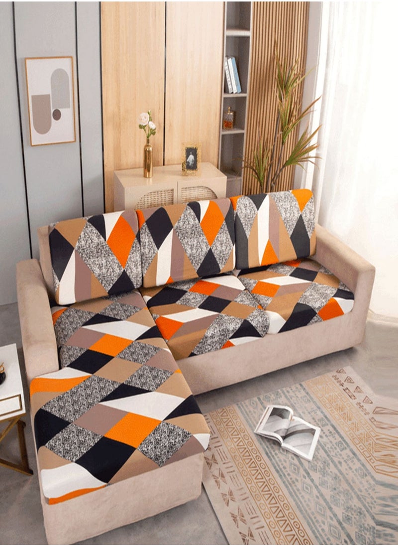 Sharpdo - L-shaped geometric print sofa seat cover is soft and super elastic and can be used in all seasons - Image 1