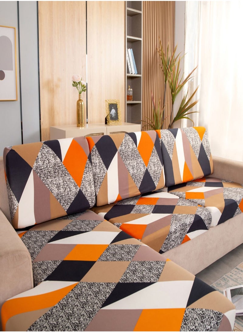 Sharpdo - L-shaped geometric print sofa seat cover is soft and super elastic and can be used in all seasons - Image 1