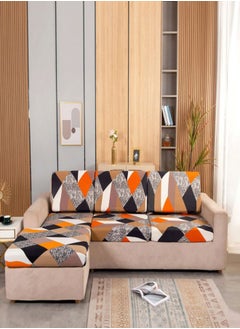 L-shaped geometric print sofa seat cover is soft and super elastic and can be used in all seasons