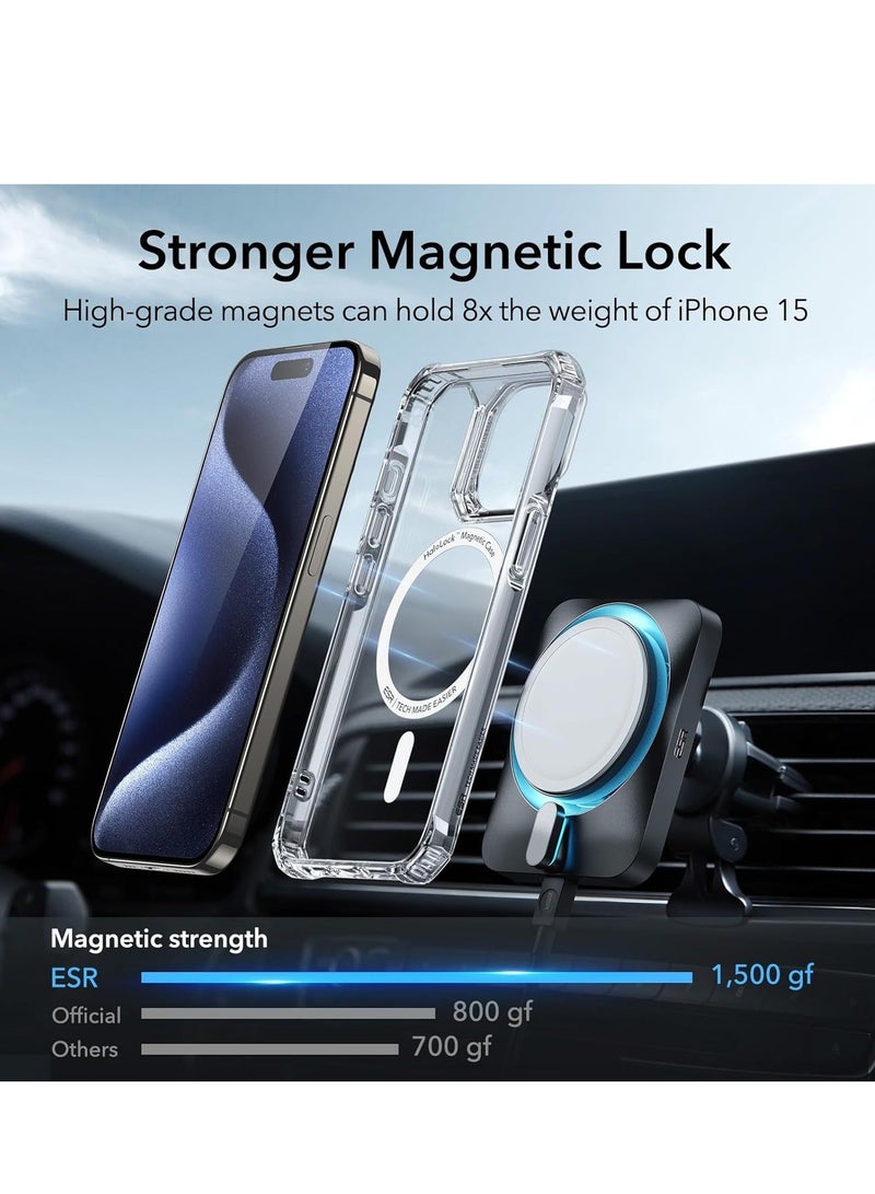 MUNTAQI for iPhone 15 Pro Case, Compatible with MagSafe, Set with 2 Screen Protectors and Single Camera Lens Protectors, Air Guard Corners, Yellowing-Resistant Acrylic Back, Air Armor Series, Clear - Image 3