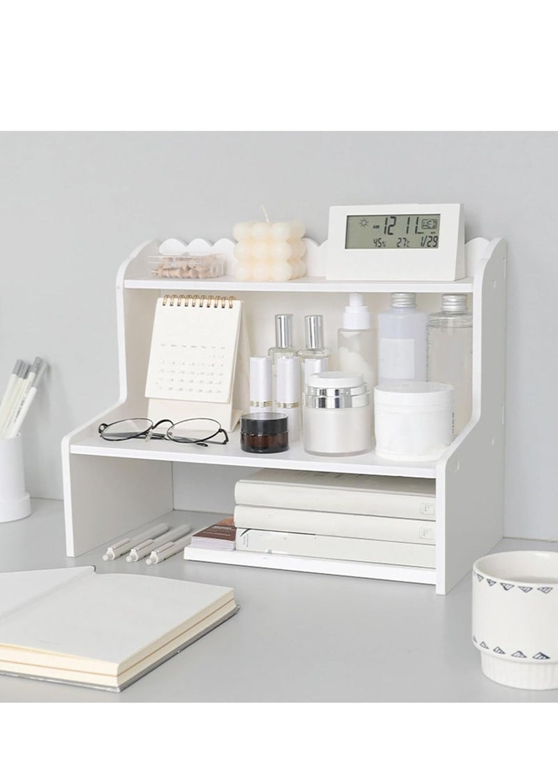 𝐅𝐅𝐃 Multi-Functional Desktop Shelf with Strong Load-Bearing Capacity, Double-Layer Storage, and Spacious Design for Bedroom, Office, Dormitory – Organize Cosmetics, Books, Stationery - Image 3