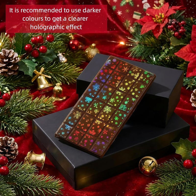 Ziliny Holographic Chocolate Molds Resin Silicone Chocolate Bar Deep Thick Molds for Christmas Family DIY Baking Wax Melts Party Supplies(Snowflake 4) - Image 4