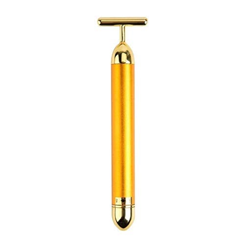 Blase enterprise 24k Gold Energy Beauty Bar Electric Vibration Facial Massage Roller Waterproof Face Skin Care T-Shaped Anti Wrinkle Massager for Forehead Cheek Neck Clavicle Arm (24K Gold Massager) - Image 1