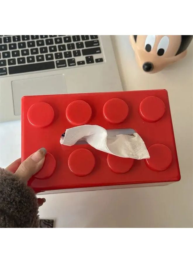 حامل علبة المناديل البلاستيكي الأحمر الحديث مع موزع ورق سلس متدحرج للحمام وغرفة المعيشة - Image 1