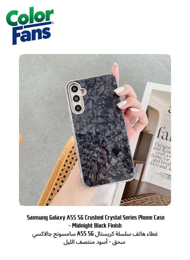 Color Fans Samsung Galaxy A55 5G Crushed Crystal Series Phone Case - Midnight Black Finish 
