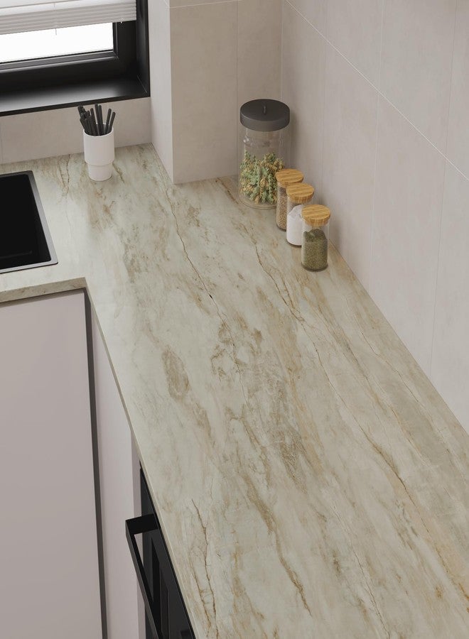 VaryPaper Beige Slate Marble Contact Paper for Countertops Waterproof Matte Marble Peel and Stick Wallpaper for Kitchen Bathroom Removable Self Adhesive Marble Sticker Countertop Vinyl 15.7''x78.7'' - Image 4