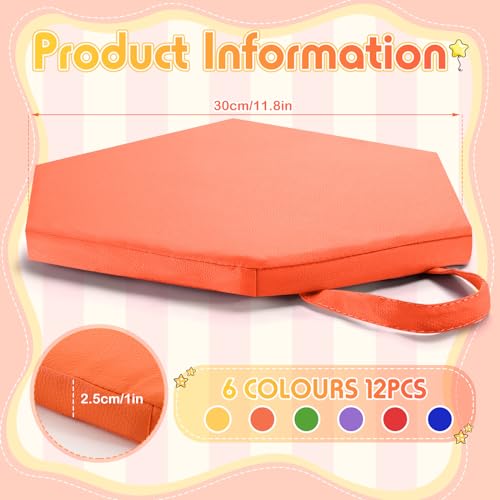 Suzile 12 Pcs 12 Floor Cushions for Classroom Flexible Floor Seating with Handles Hexagon Classroom Carpet Cushions for Kids Toddlers Daycare Preschool Furniture - Image 3