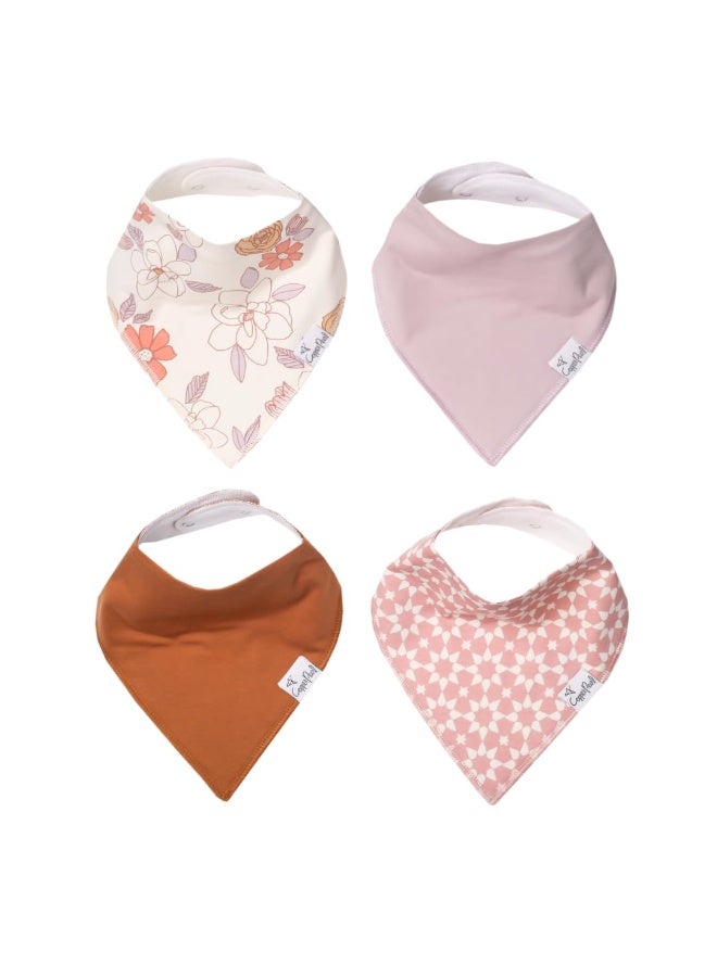 Copper Pearl 4 Pack Soft Cotton Baby Bibs for Drooling and Teething, Absorbent Drool Bibs for Baby Girl and Boy, Adjustable to Fit Newborns to Toddlers, Tons of Styles (Ferra) - Image 1