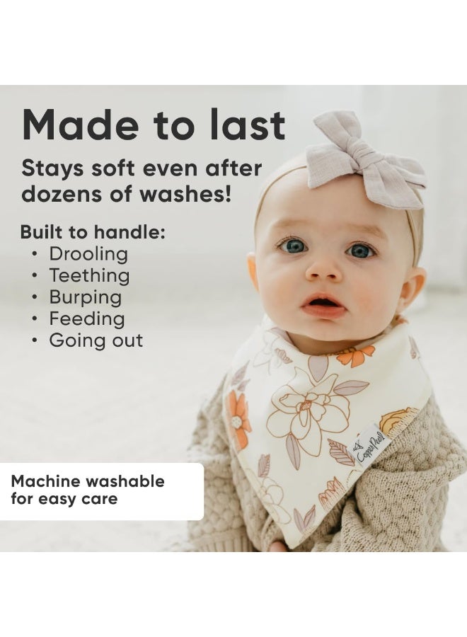 Copper Pearl 4 Pack Soft Cotton Baby Bibs for Drooling and Teething, Absorbent Drool Bibs for Baby Girl and Boy, Adjustable to Fit Newborns to Toddlers, Tons of Styles (Ferra) - Image 3