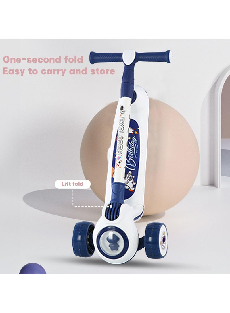 VUCATIN Skate Scooter for Kids Kick Scooter 3 Wheel Kids Scooter with Height Adjustable Music PU Wheels & Rear Brake Runner Scooter for Kids 3 to 10 Years Boys Girls (Blue) - Image 2