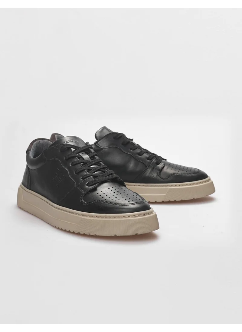 Cabani Leather Black Lace-Up Men's Sports Shoes