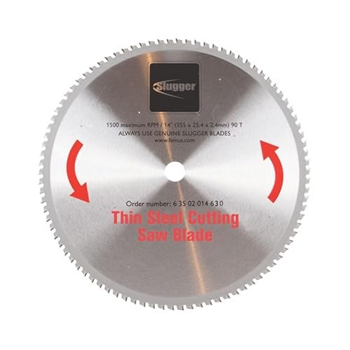 Jancy Slugger by Fein Thin Steel Cutting Saw Blade - Fast and Accurate Cuts up to 1/4" in Aluminum, Stainless Steel & Mild Metals, 14" Diameter, 90 Teeth - 63502014630 - Image 1