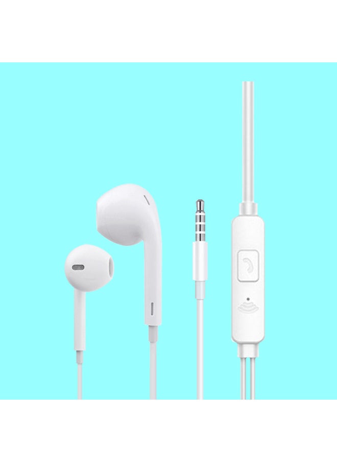 Generic Semi-in-ear Headset Wired Headset Subwoofer For Apple Headset Huawei Mobile Phone 3.5mm Wire-controlled Headset-Color:611 White (bare Metal)  - Image 1