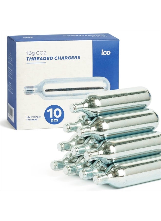 Impeccable Culinary Objects (ICO) - ICO CO2, 10pcs, 16g Threaded CO2 Cartridges, CO2 Cartridges for Use with CO2 Bike Tire Inflator, C02 Cartridges for MTB & Road Bikes, Food Grade CO2 Cartridges - Image 1
