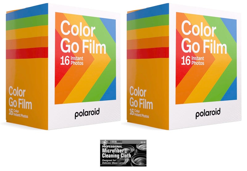The Imaging World Bundle of Polaroid GO Instant Color Film for the Polaroid GO Camera Only - 2 Double Packs with Cloth (32 Photos) - Not Compatible with i-Type or 600 Cameras - Image 1