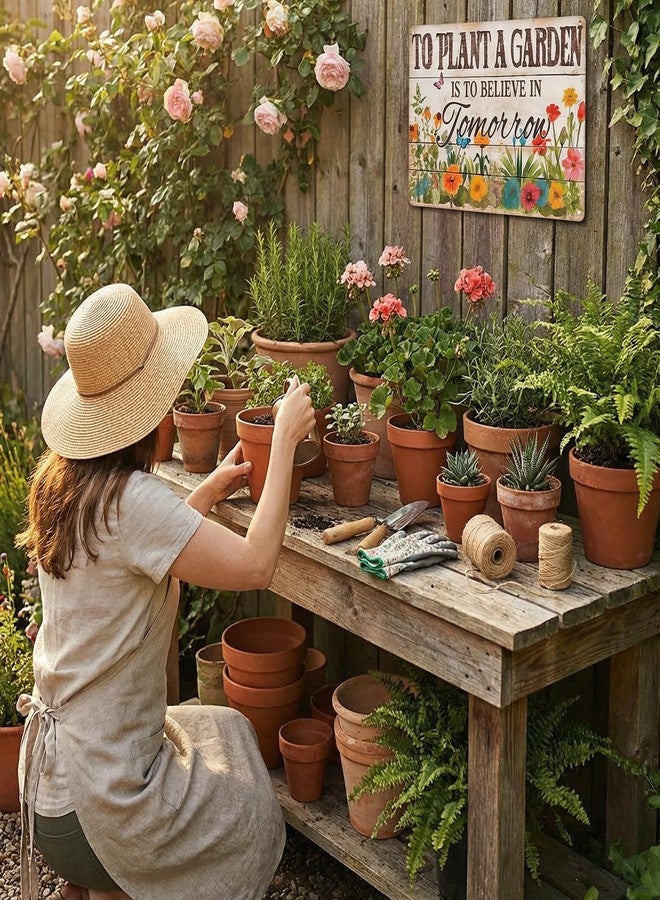 Bestylez Gardening Gifts Vintage Gardening Tin Sign To Plant A Garden is To Believe Tomorrow Sign for Home Garden Greenhouse Living Room Bedroom Outdoor Decor 8X12 Inch (3366) - Image 5