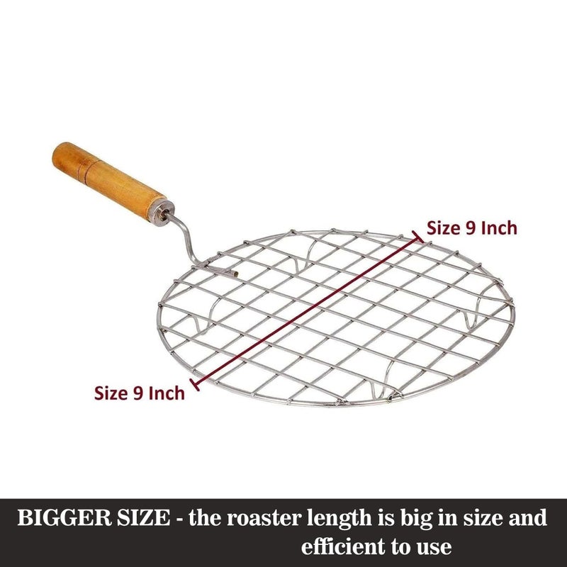 sulfar Sulfar Nixy Series Wire Round Wooden Handle Roaster Papad Jali, Paneer Grill, Roti Maker, Barbeque Jali, Chapati Toast Grill - Image 5