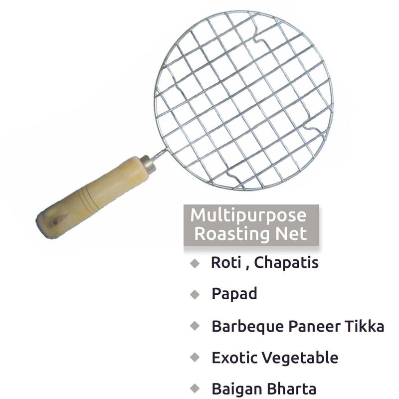 sulfar Sulfar Nixy Series Wire Round Wooden Handle Roaster Papad Jali, Paneer Grill, Roti Maker, Barbeque Jali, Chapati Toast Grill - Image 4