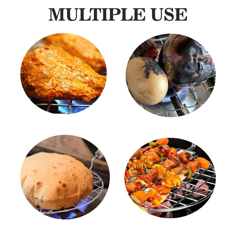 sulfar Sulfar Nixy Series Wire Round Wooden Handle Roaster Papad Jali, Paneer Grill, Roti Maker, Barbeque Jali, Chapati Toast Grill - Image 3