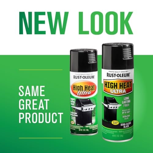 RUST-OLEUM رش طلاء رست-أوليوم 241169 عالي الحرارة طلاء فائق، أسود، 12 أونصة (عبوة من 1) - Image 2