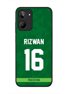 Cover for Realme 10 4G Case , Rugged Black Slim fit Soft Flexible Thin Protective Phone Cases - Player Name - Mohammad Rizwan, Jersey Number- 16