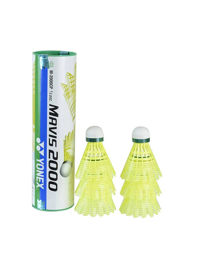 Yonex - Mavis 2000 Green Cap Slow Badminton Shuttlecock 6 Pack, Yellow - Image 1