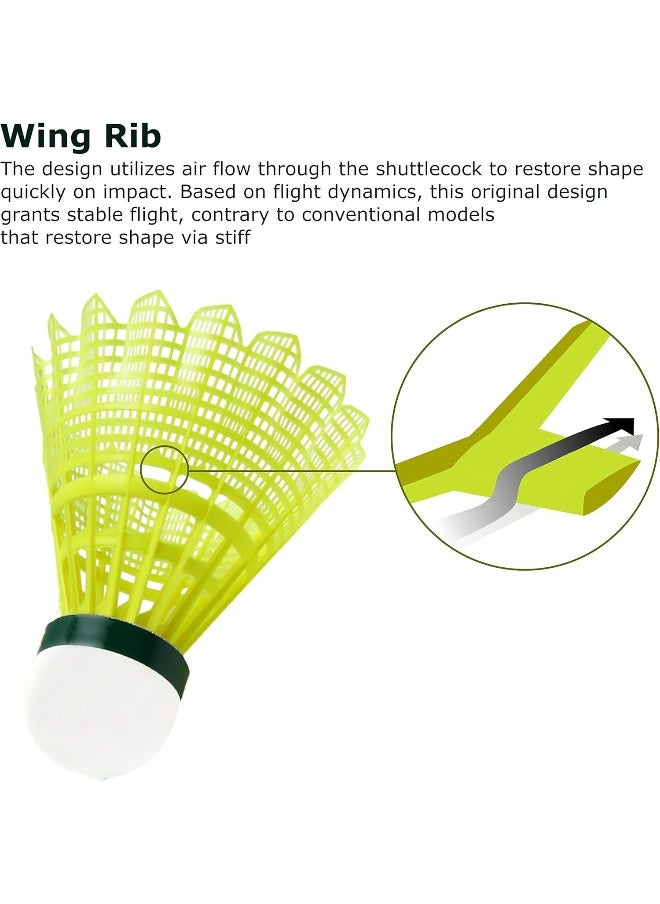 Yonex - Mavis 2000 Green Cap Slow Badminton Shuttlecock 6 Pack, Yellow - Image 1