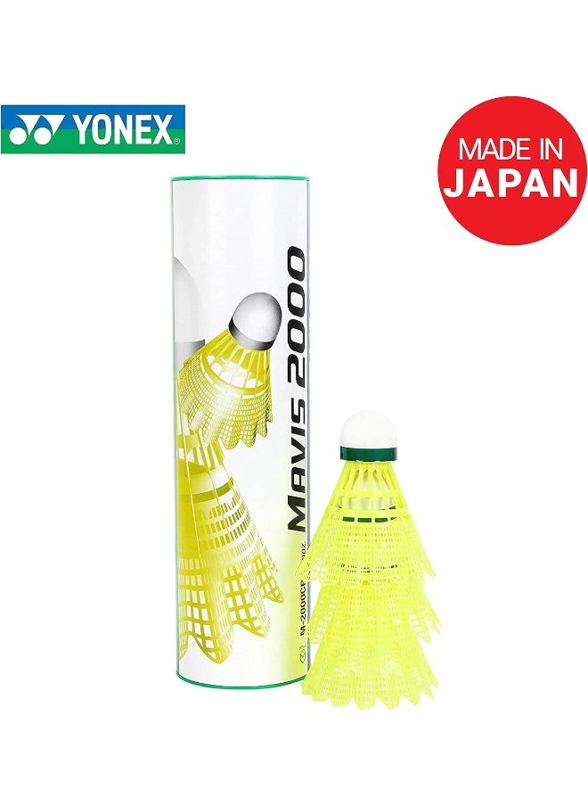 Yonex - Mavis 2000 Green Cap Slow Badminton Shuttlecock 6 Pack, Yellow - Image 1