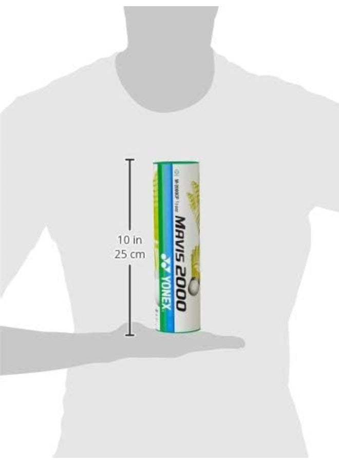 Yonex - Mavis 2000 Green Cap Slow Badminton Shuttlecock 6 Pack, Yellow - Image 1