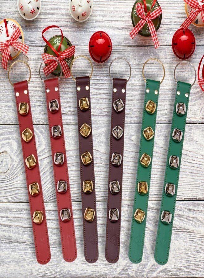 Bevin Bells Leather Sleigh Bell Strap | Five (1 ") Bells | Brown/Brass | Door Hanger | Dog Potty Training | Made of Steel | Christmas Holiday Decoration | Sturdy Hanging Loop | Made in CT, USA - Image 3