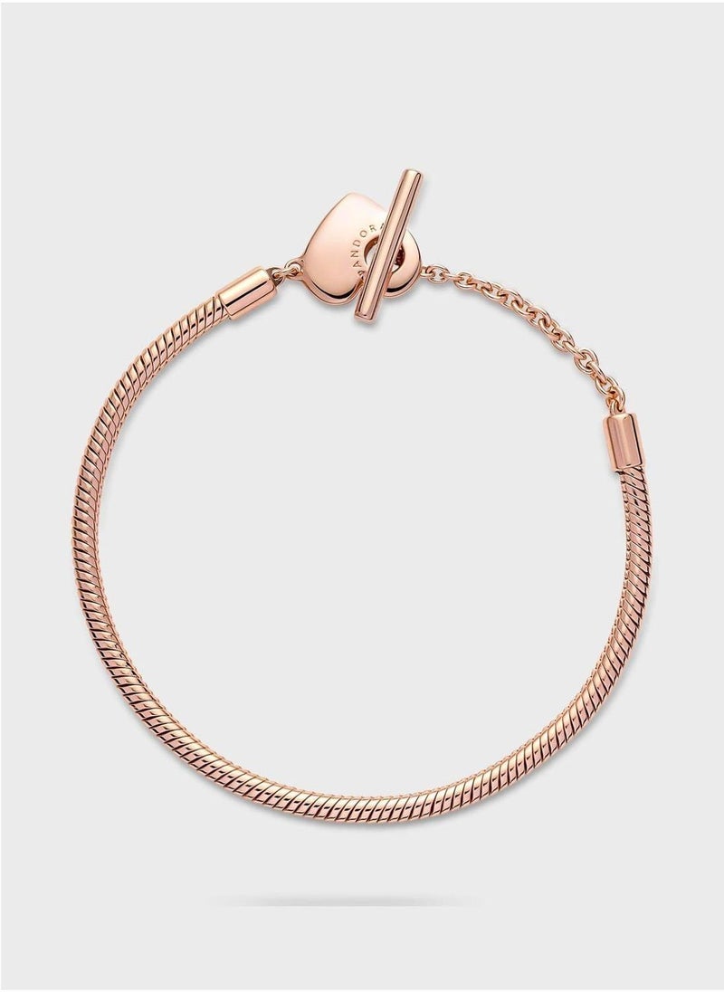 PANDORA Pandora Moments Heart T-Bar Snake Chain Bracelet  - Image 3