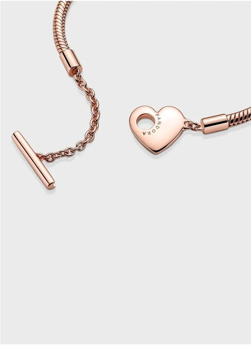 Pandora Moments Heart T-Bar Snake Chain Bracelet
