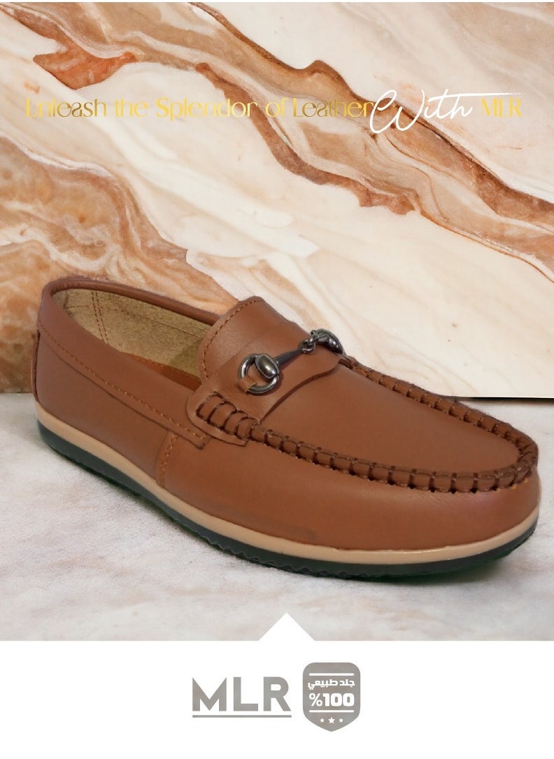 MLR Shoes Genuine Leather Brown Color Hand Stitched Black Genuine Sole 2M PVC Pure  - Image 1