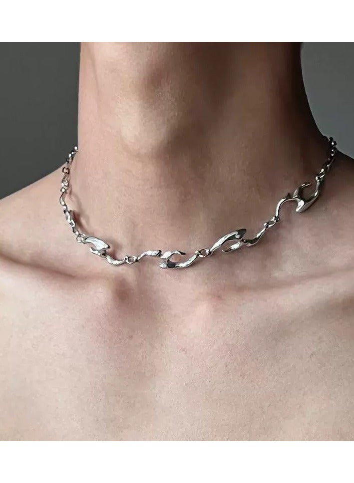 Goolsky قلادة سلسلة معدنية سميكة غير منتظمة - مجوهرات أسلوب الشارع الهيب هوب للجنسين، طوق بانك فاخر للرجال والنساء - Image 1