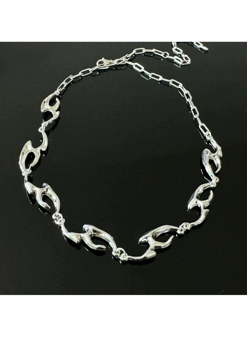 Goolsky قلادة سلسلة معدنية سميكة غير منتظمة - مجوهرات أسلوب الشارع الهيب هوب للجنسين، طوق بانك فاخر للرجال والنساء - Image 3