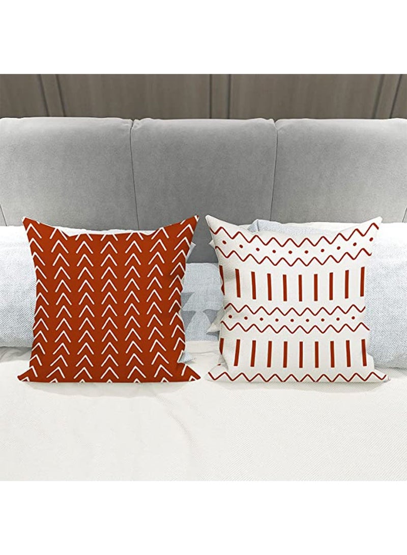 Sleeping Pillow Covers 18x18 in Set of 4 Modern Sofa Throw Pillow Cover Decorative Outdoor Linen Fabric Pillow Case for Couch Bed Car Home Sofa Couch Decoration 45x45cm Orange - Image 2