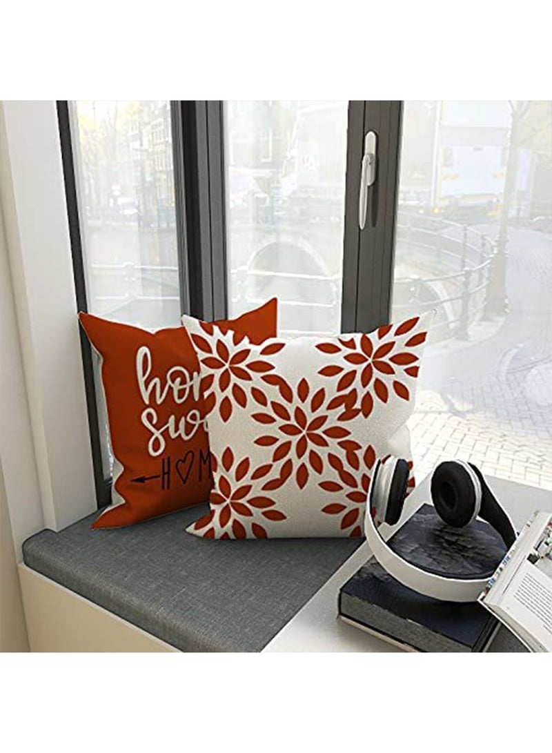 Sleeping Pillow Covers 18x18 in Set of 4 Modern Sofa Throw Pillow Cover Decorative Outdoor Linen Fabric Pillow Case for Couch Bed Car Home Sofa Couch Decoration 45x45cm Orange - Image 3