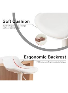 Beauenty Bar Chairs with Backs Modern Pu Leather Adjustable Height Swivel Barstools, Armless Hydraulic Kitchen Counter Bar Stools with Stainless Steels Base stool chair for Kitchen Island of 2pc (White)  - Image 4